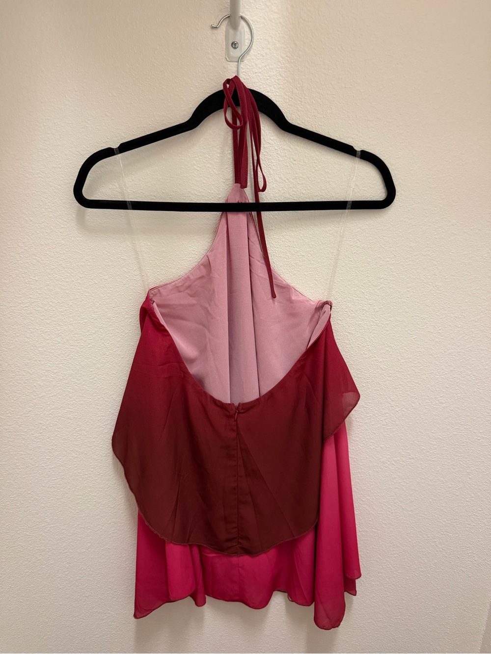 Pepper nayo Halter Overlay Colorblock Maxi Dress in Berry Pink - Picture 3 of 4